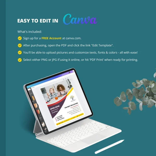 Kids Education Flyer for Canva Free, Editable and Printable Template